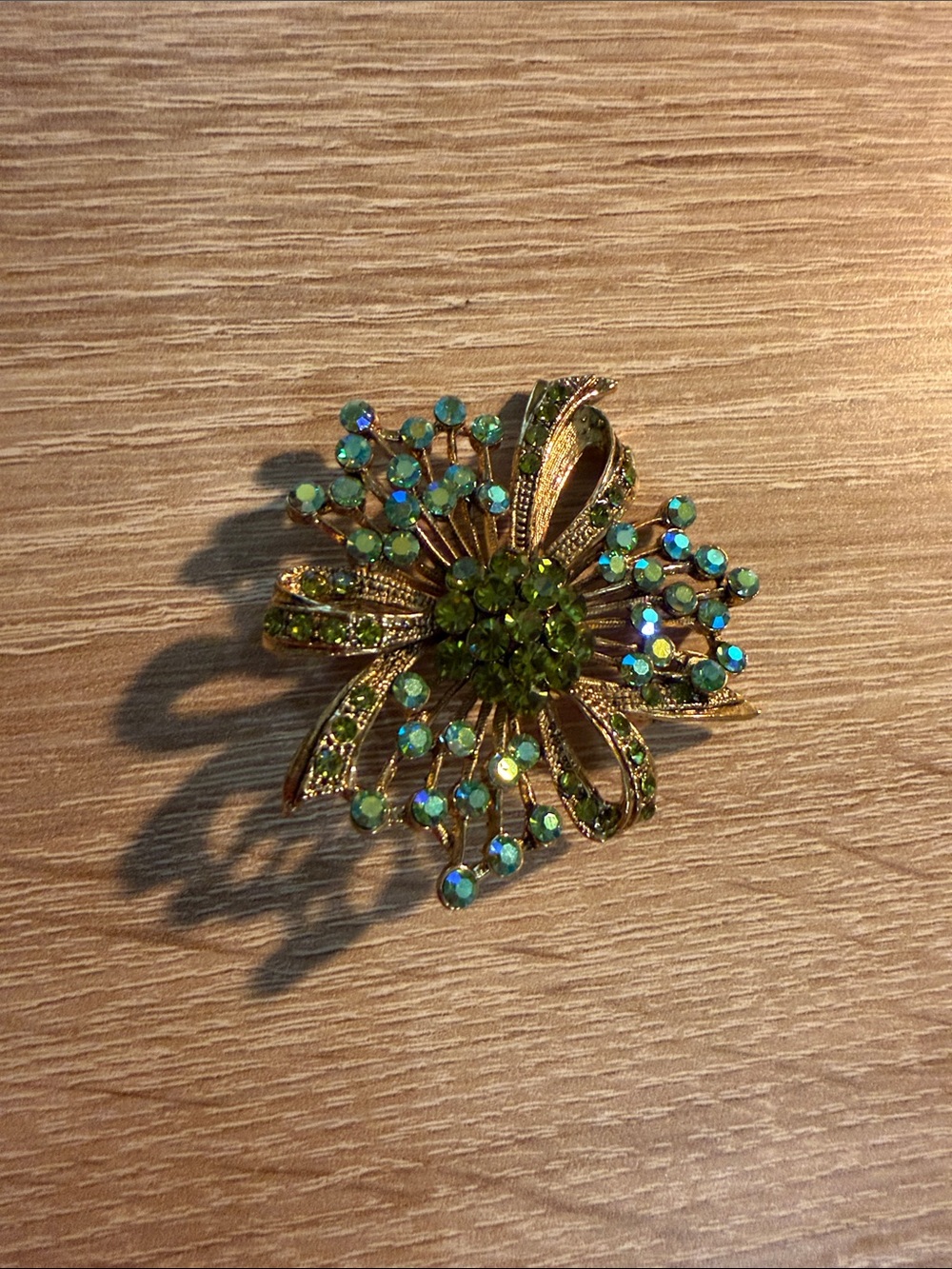 Green Crystal Floral Brooch - Women's Jewelry